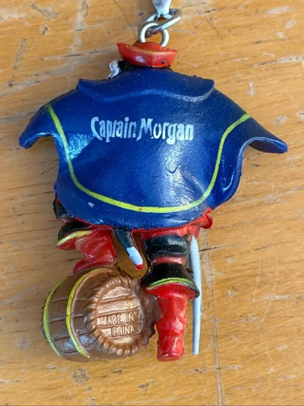 Vintage Captain Morgan Pirate Figurine Keychain Barrel Sword Advertising Promo (